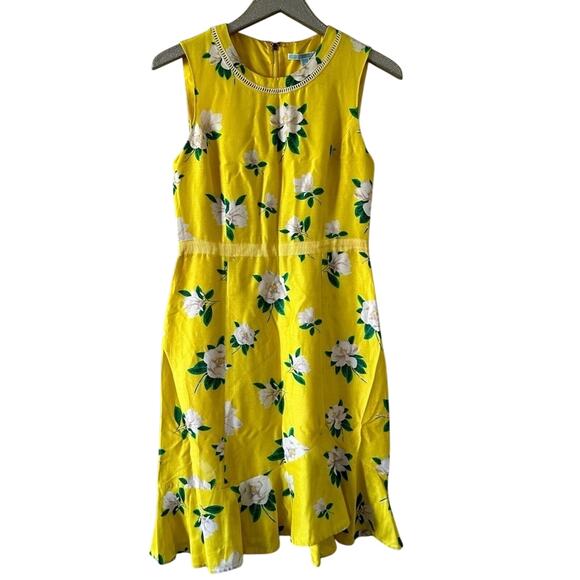 DRAPER JAMES Magnolia Ruffle Dress Silk Cotton Blend Yellow - Picture 1 of 6